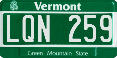 VT license plate LQN259