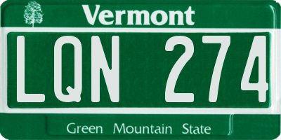 VT license plate LQN274