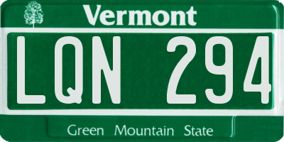 VT license plate LQN294