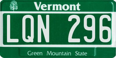 VT license plate LQN296