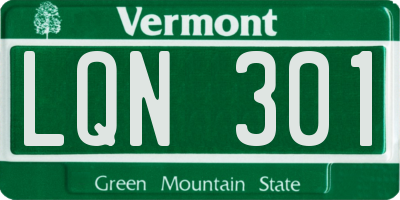 VT license plate LQN301