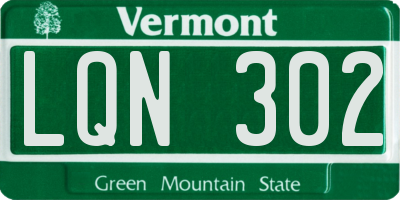 VT license plate LQN302