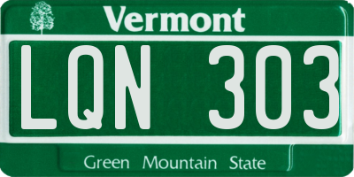 VT license plate LQN303