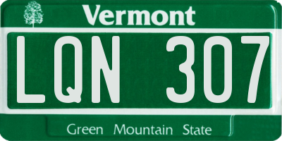 VT license plate LQN307