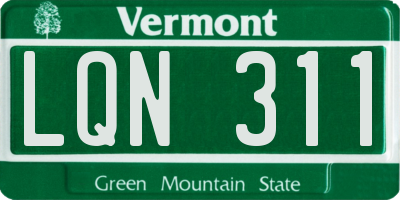 VT license plate LQN311