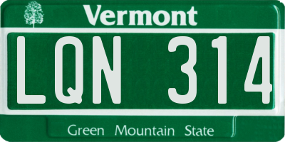 VT license plate LQN314