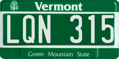 VT license plate LQN315