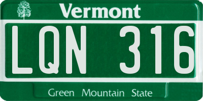 VT license plate LQN316