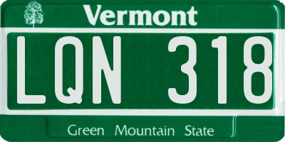 VT license plate LQN318