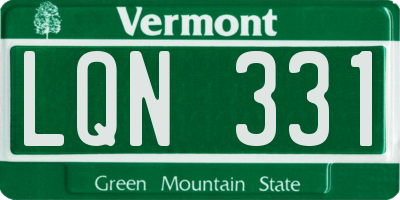 VT license plate LQN331
