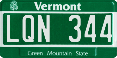 VT license plate LQN344