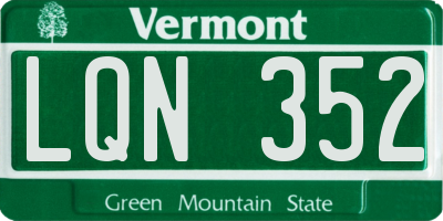 VT license plate LQN352
