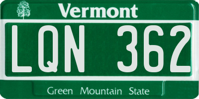 VT license plate LQN362