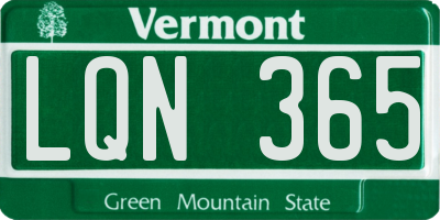 VT license plate LQN365
