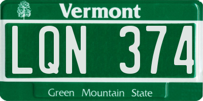 VT license plate LQN374