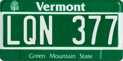 VT license plate LQN377