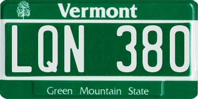 VT license plate LQN380