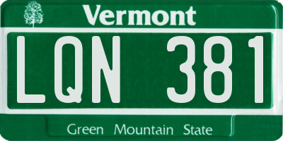 VT license plate LQN381