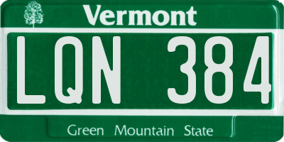 VT license plate LQN384