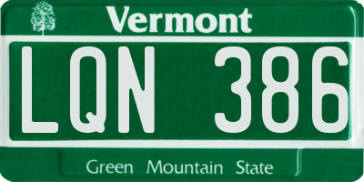 VT license plate LQN386