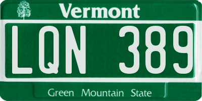 VT license plate LQN389