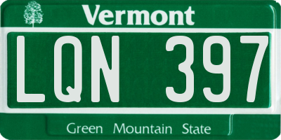 VT license plate LQN397