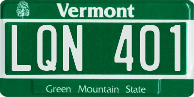 VT license plate LQN401