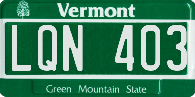 VT license plate LQN403