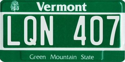 VT license plate LQN407