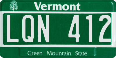 VT license plate LQN412