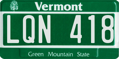 VT license plate LQN418