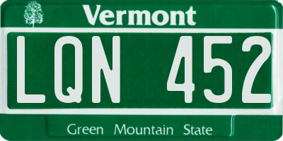 VT license plate LQN452