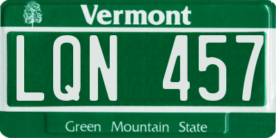 VT license plate LQN457