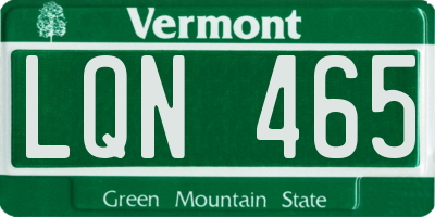 VT license plate LQN465