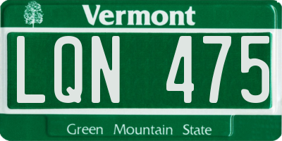 VT license plate LQN475