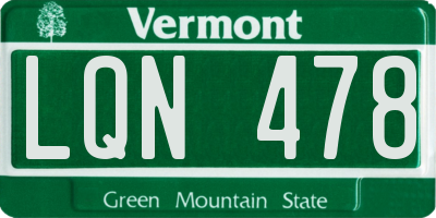 VT license plate LQN478