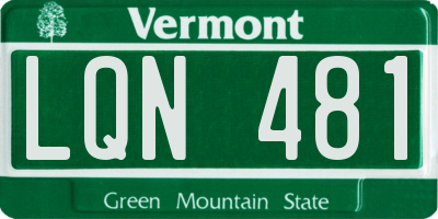 VT license plate LQN481