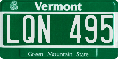 VT license plate LQN495