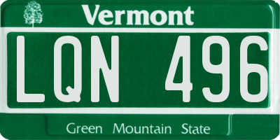 VT license plate LQN496