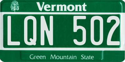 VT license plate LQN502