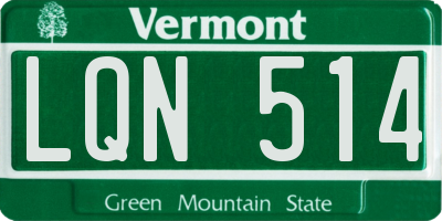 VT license plate LQN514