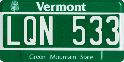 VT license plate LQN533