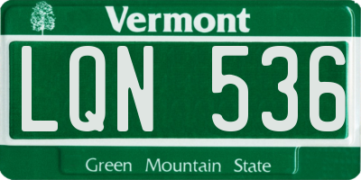 VT license plate LQN536