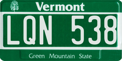 VT license plate LQN538