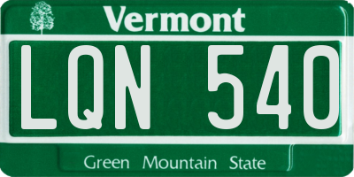 VT license plate LQN540