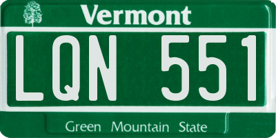 VT license plate LQN551