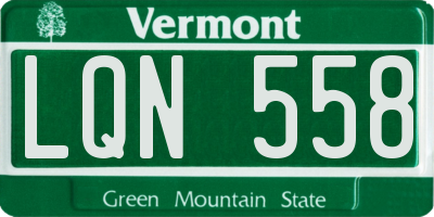 VT license plate LQN558