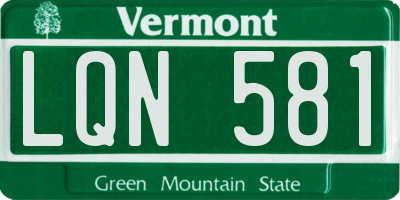 VT license plate LQN581