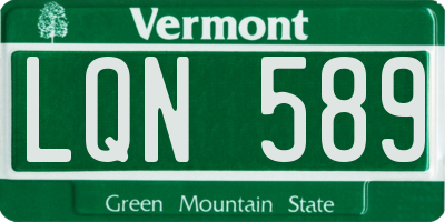 VT license plate LQN589