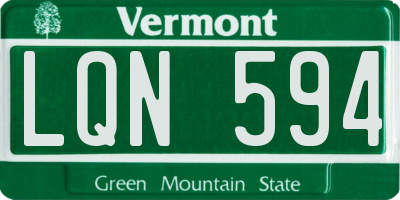 VT license plate LQN594
